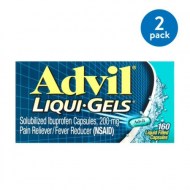(2 Pack) Advil Liqui-Gels (160 Count) Pain Reliever - Fever Reducer Liquid Filled Capsule 200mg Ibuprofen Temporary Pain Relief