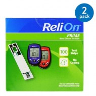 (2 Pack) ReliOn Prime Blood Glucose Test Strips 100 Ct