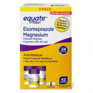 (3 Pack) Equate Acid Reducer Esomeprazole Magnesium Delayed-Release Caps 20mg 42 Ct
