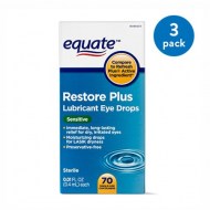 (3 Pack) Equate Restore Plus Lubricant Eye Drops For Lasik Dryness 70 ct.