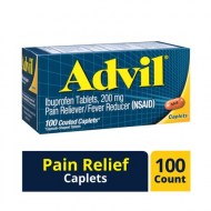 Advil Coated Caplets Pain Reliever and Fever Reducer Ibuprofen 200mg 100 Count Fast-Acting Formula for Headache Relief