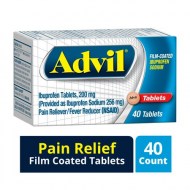 Advil Film Coated Tablets Pain Reliever and Fever Reducer Ibuprofen 200mg 40 Count Fast-Acting Formula for Headache Relief