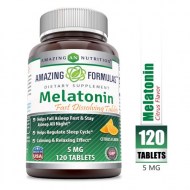 Amazing Formulas Melatonin Quick Dissolve - 5 Mg Tablets (Non-GMO) - Helps Fall Asleep Fast - Stays Asleep All Night - Helps