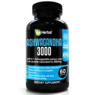 BE HERBAL Premium Organic Ashwagandha 3000mg with BioPerine - Stress Relief Anti Anxiety Cortisol Manager and Adrenal Support