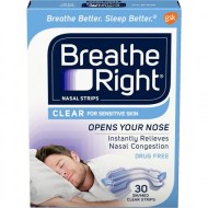 Breathe Right Clear for Sensitive Skin Small-Medium Drug-Free Nasal Strips for Nasal Congestion Relief 30 count