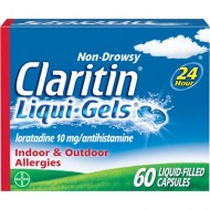 Claritin 24 Hour Non-Drowsy Allergy Relief Liqui-Gels 10 mg 60 Ct