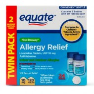 Equate 24 Hour Non-Drowsy Allergy Relief Loratadine Tablets 10 mg 120 Count