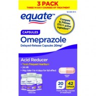 Equate Acid Reducer Omeprazole Capsules 20 mg 42 Count 3 Pack