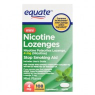 Equate Mini Nicotine Polacrilex Lozenge 4 mg (nicotine) Stop Smoking Aid Mint Flavor 108 Count