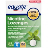 Equate Nicotine Polacrilex Lozenge 2 mg (nicotine) Stop Smoking Aid Mint Flavor 108ct