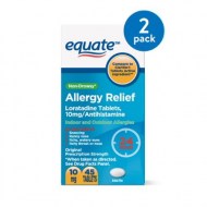 Equate Non-Drowsy Allergy Relief Loratadine Tablets 10 mg 45 Tablets 2 Pack