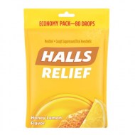 HALLS Relief Honey Lemon Cough Drops 80 Drops