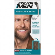 Just For Men Mustache - Beard Beard Coloring for Gray Hair with Brush Included - Color- Medium Brown M-35