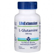 Life Extension L-Glutamine 500 mg 100 Vegetarian Capsules