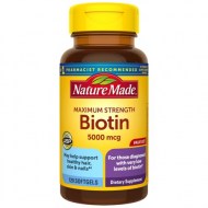 Nature Made Maximum Strength Biotin 5000 mcg Softgels 120 Count Value Size for Supporting Healthy Hair Skin and Nails