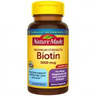 Nature Made Maximum Strength Biotin 5000 mcg Softgels 60 Count for supporting Healthy Hair Skin and Nails