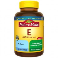 Nature Made Vitamin E 180 mg (400 IU) dl-Alpha Softgels 300 Count Value Size for Antioxidant Support
