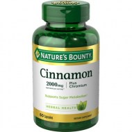 Nature\'s Bounty Cinnamon 2000mg Plus Chromium Dietary Supplement 60 Capsules Supports Sugar and Fat Metabolism*