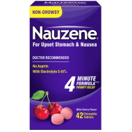 Nauzene Nausea Relief Chewable Tablets Wild Cherry Flavor 42 CT