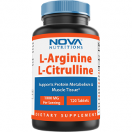 Nova Nutritions L-Arginine L-Citrulline 1000mg - Promotes Muscle Relaxation - 120 Tablets