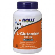 NOW Supplements L-Glutamine 500 mg Nitrogen Transporter* Amino Acid 120 Veg Capsules