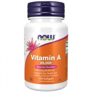 NOW Supplements Vitamin A (Fish Liver Oil) 25000 IU Essential Nutrition 250 Softgels