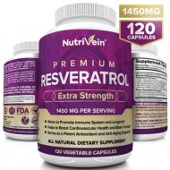 Nutrivein Resveratrol 1450mg - Anti Aging Antioxidant Supplement 120 Capsules - Promotes Immune Cardiovascular Health and Blood