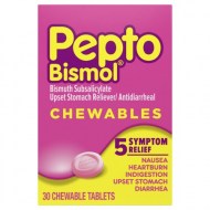 Pepto Bismol 5 Symptom Stomach Relief Chewable Original Flavor 30 Ct