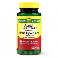 Spring Valley Acetyl L-Carnitine HCL Alpha Lipoic Acid Capsules 50 Ct