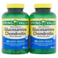 Spring Valley Triple Strength Glucosamine Chondroitin Tablets 170 Tablets Twin Pack (340 Count Total)